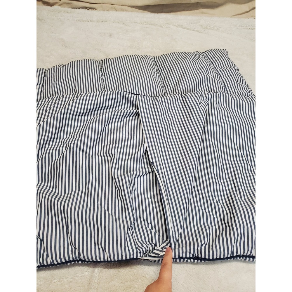 Pottery Barn White Blue Striped Quilted Standard Pillowcases Sham Set 2 Classic - Picture 5 of 6